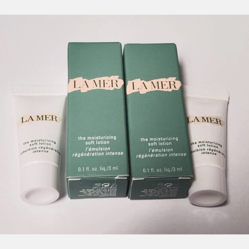 2x La Mer The Moisturizing Soft Lotion 0.1 Oz 3 ml Each Mini Deluxe Sample